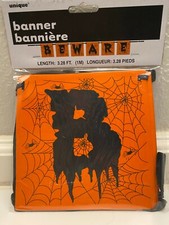 NEW Garland Halloween Decor BEWARE Cutout Banner 3.28 ft long