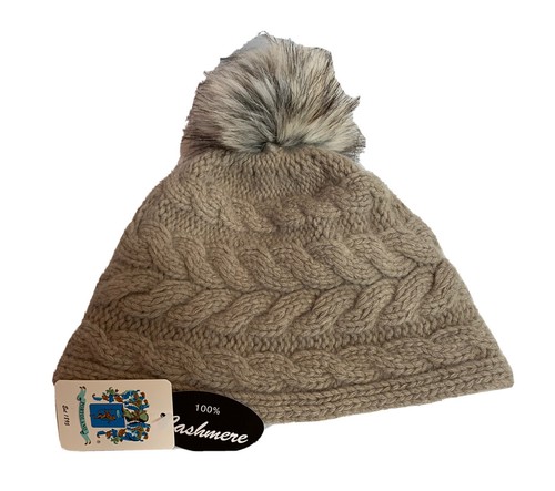cable knit pom pom hat