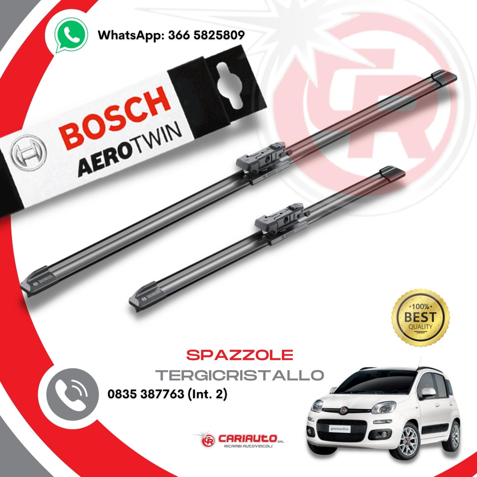 Coppia Spazzole Tergicristallo Anteriori Bosch Fiat Panda 312 Dal 2012 in Poi - Immagine 1
