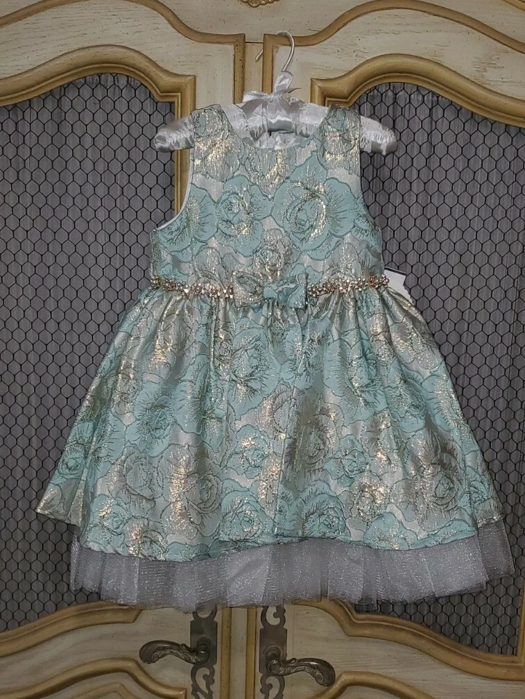 American Princess Girls Special Occasion Dress NEW Girls Sz 3T Mint Green /Gold