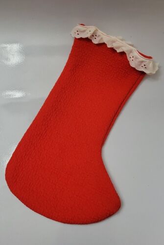 Christmas Stocking Vintage Retro Red With Cream Trim Handmade - Photo 1 sur 7