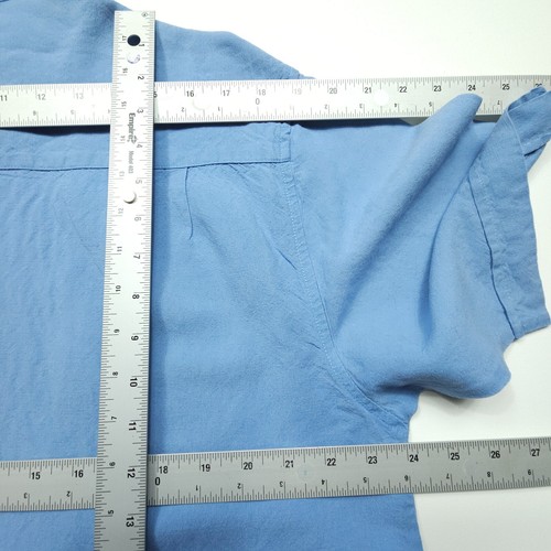 Rainforest Cafe Men Shirt XL Blue Tan Linen Rayon Bowler Rockabilly Hipster Camp - Picture 17 of 23