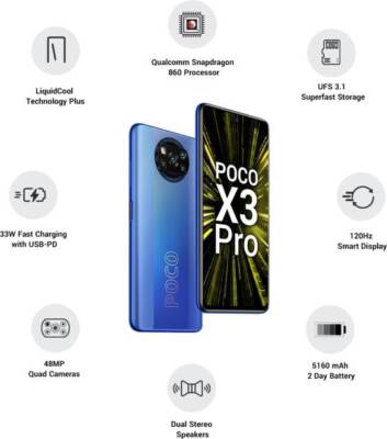 POCO X3 Pro ブルー 6/256 Amazon | POCO, LLC Poco X3 Pro (256GB、8GB) 6.67インチ 120Hz