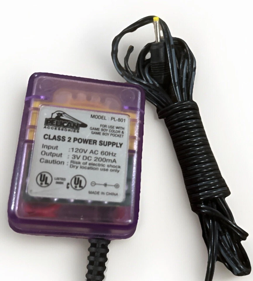 Vintage Pelican PL-801 Purple Class 2 Power Supply Nintendo Gameboy Color Pocket - Image 2 of 4
