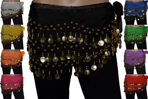 BELLY DANCE COIN BELT WAIST SCARF WAIST BELT BELLY DANCE BELT CARNIVAL 128-146 coins
