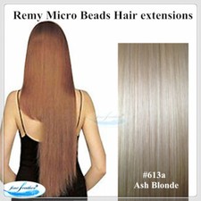 24" Indian Human Micro Beads Hair Extensions 50g Double Drawn 613A Ash Blonde