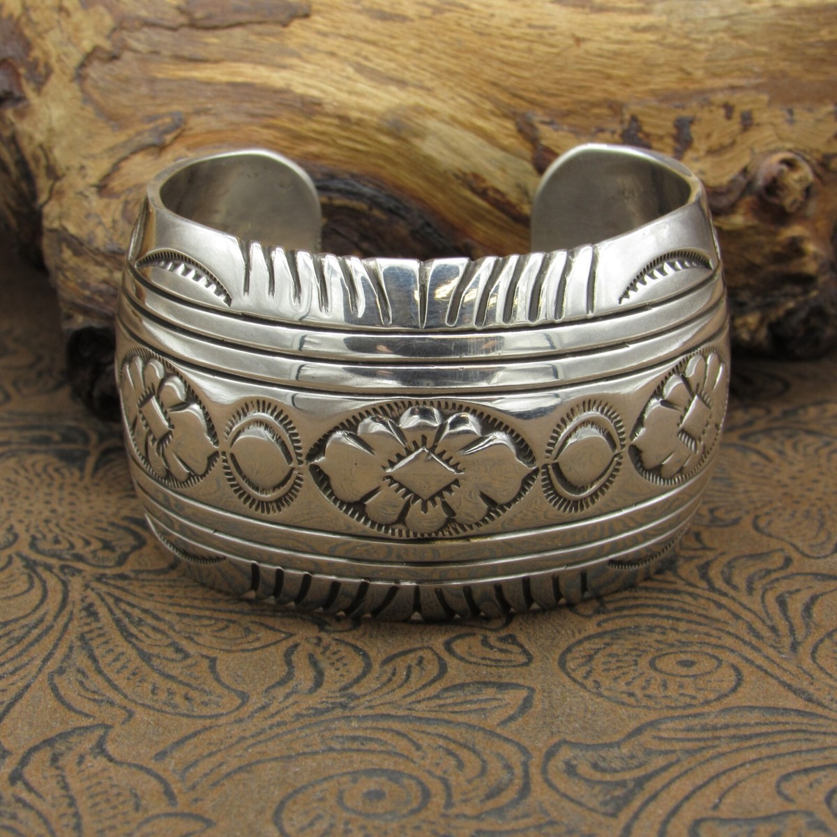 Navajo Bold Stamped Heavy Sterling Silver Cuff by Gilbert Begay | eBay