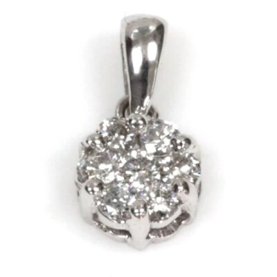 0,35 ctw natürlicher Diamant massiv 14k Weißgold 7 Steine Blume Cluster Anhänger