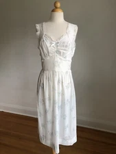 STUNNING VTG CAROL BRENT Lingerie White Floral Cotton & Lace Nightgown SZ 38