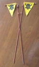 Pair Original WW2 Vintage GERMAN MILITARY MINE FIELD MARKER SKULL FLAG STAKES