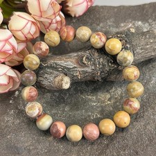 NEW FIND Natural Agate Roung Bead Bracelet/Genuine Gemstone Bracelet