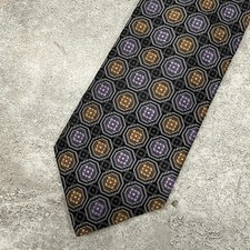 JZ Richards Silk Tie Mens One Size Gray Geometric Pointed Made In USA Necktie