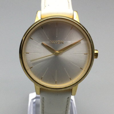 Nixon Kensington Watch Unisex 36mm Gold Silver Tone White Leather