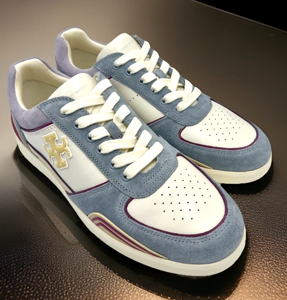 Tênis TORY BURCH CLOVER COURT MARFIM/AMARELO CANÁRIO/ARIA AZUL TAMANHO 9 NOVO NA CAIXA Esgotado - Imagem 2 de 4