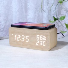 Wooden Digital Alarm Clock Convenient with Time Display Temperature for Bedsi