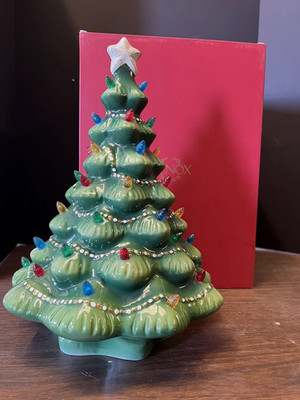 LENOX Treasured Traditions Green Porcelain Lit Tree NIB