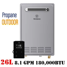 Westinghouse 180,000 BTU Outdoor Residential Tankless Water Heater (LP) 8.1 GPM