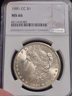 1881-CC MS66 Morgan Silver Dollar NGC