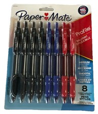 Paper Mate Ballpoint Pen Profile 8 Pens Medium 1.0mm Point Assorted colors