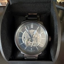 Armani Exchange AX1416 Automatic Skeleton 49mm Black Steel Watch 50m