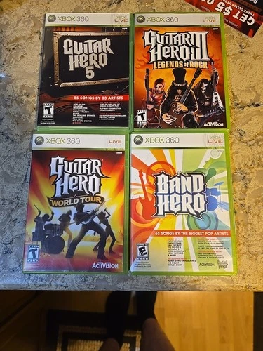 Guitar Hero 3, 5, World Tour,Band Hero Xbox 360 Tested