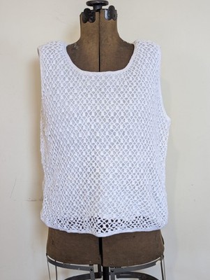 Maggie McNaughton Women Open Crocheted Top Size 2X Airy Beach Coastal Texture