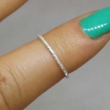 925 Silver Stardust Band, Stardust Eternity Ring, Dainty Silver Ring, Midi Ring