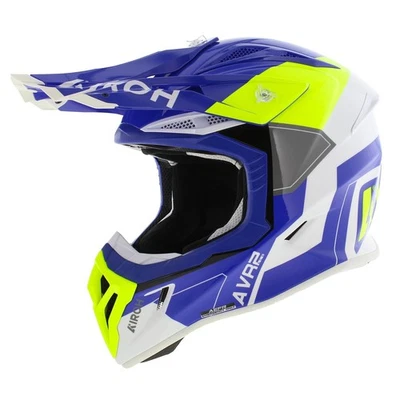 Bouclier de casque Airoh Aviator Ace 2 MX bleu brillant blanc jaune - Photo 1/4