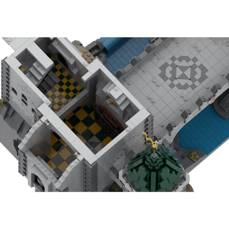 Modubrix Mocs Building Blocks Medieval Green Dragon Fortress Castle Bricks Toys - Image 3 of 4