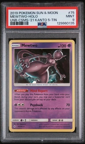 Pokémon Mewtwo Cosmos Holo Promo Kanto Tins Costco 75/214 Sun & Moon PSA 9 Mint