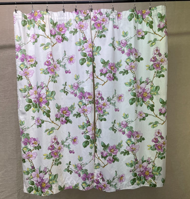 VINTAGE MID CENTURY WEISS ROSA BLUMEN ROSE GEMUSTERT VORHÄNGE VORHÄNGE 22'' X 42''