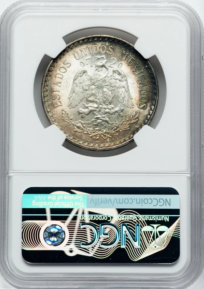 Peso de plata México 1944M NGC MS66 Liberty Cap diseño radiante gema alta calidad Foto 2 de 3