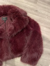 River Island Burgundy Faux Fur Jacket Coat Size L  Brand New SAME DAY POSTAGE 