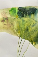 Abstract Mixed Media Ink Watercolor Painting on 12 X 18” Paper Contemporary