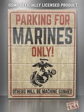 12x16 Wood Wall Sign Plaque USMC United States Marines Parking Only Made In USA