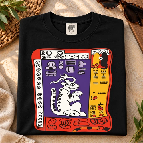 Vintage Ancient Egyptian Hieroglyphic Cat Premium Unisex T-Shirt DTG Print Black - product listing photo