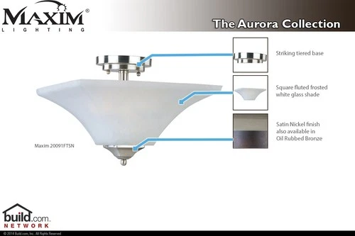 Maxim 20091 Nickel Aurora 13"W 2-Light Ceiling Light - Picture 2 of 3