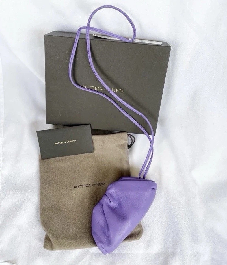 Bottega Veneta — Bottega Veneta Mini Leather Pouch Coin Purse Necklace Lavender New w/ Box