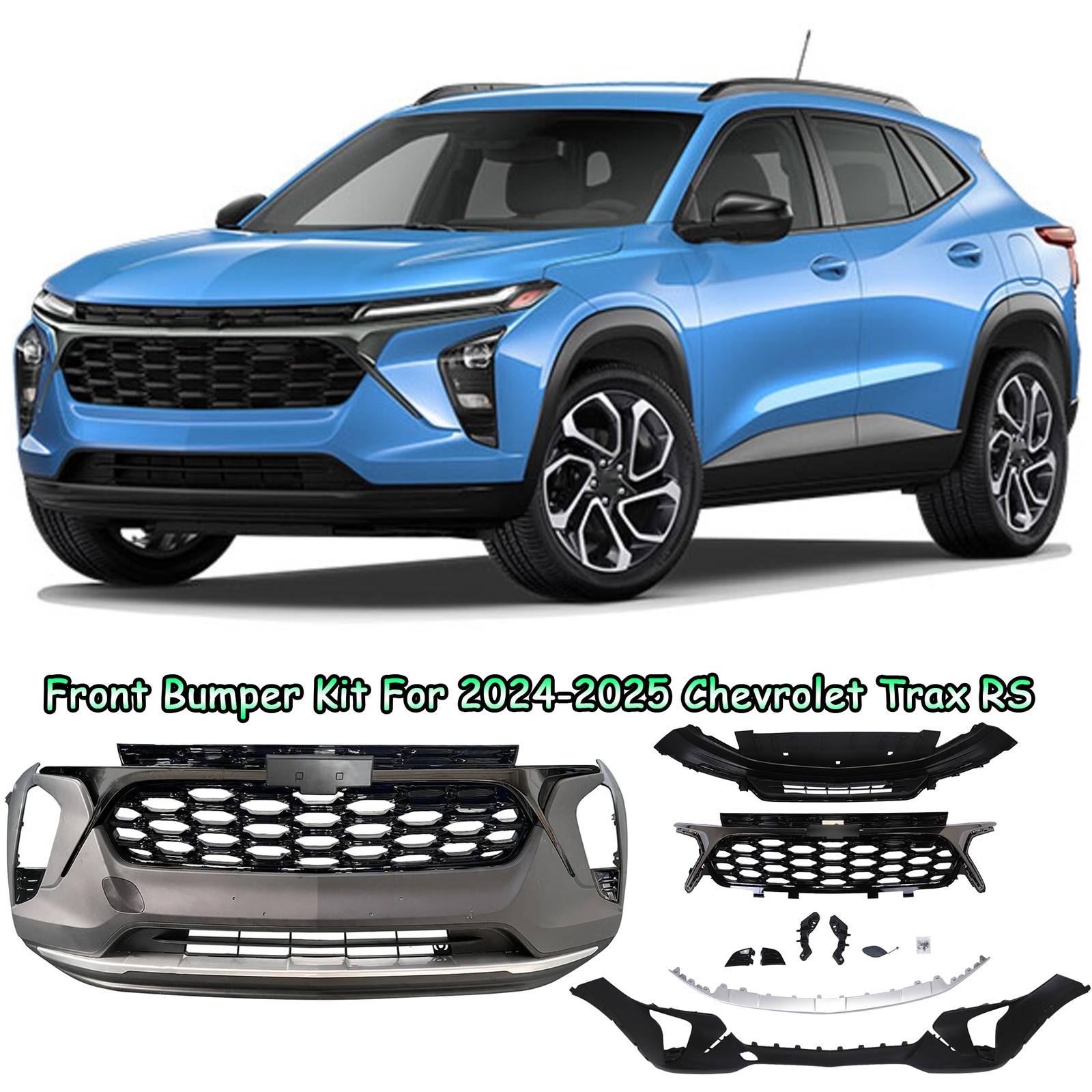 Front Bumper Cover Complete Assembly For 2024 2025 Chevy Trax RS Grille Set
