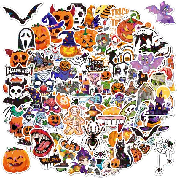 Halloween Aufkleber 100 StüCk Wasserfest Holografisch Vinyl KüRbis Dekoration-image