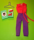 Vintage BARBIE SUPERSTAR ERA RED PURPLE LOW CUT JUMPSUIT MODERN RED HEELS SHOES