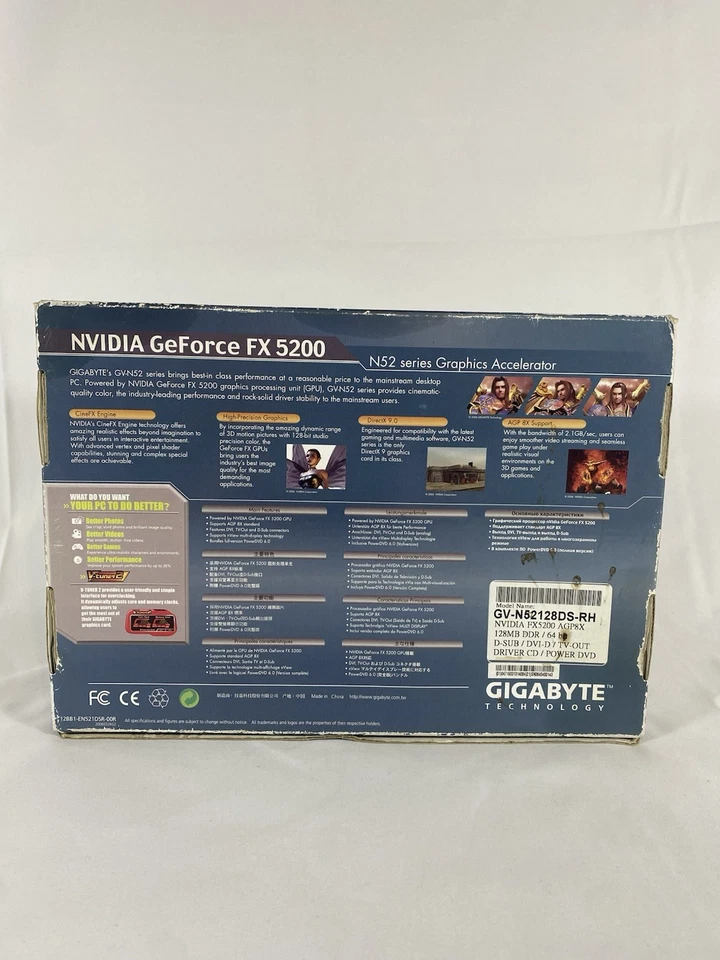 Gigabyte Nvidia FX 5200 128mb Agp Graphics Card w/ Box & CD - Image 2 of 4