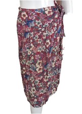 Vintage Jane Schaffhausen Belle France Floral Kneelength Wrap Skirt B SZ 4