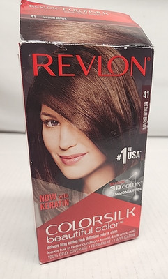 Medium Brown Hair Color Revlon Colorsilk #41  100% Gray Coverage Open No Gloves