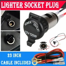 12V Car Cigarette Socket Lighter Power Plug Outlet with 23" Line for Motorcycle