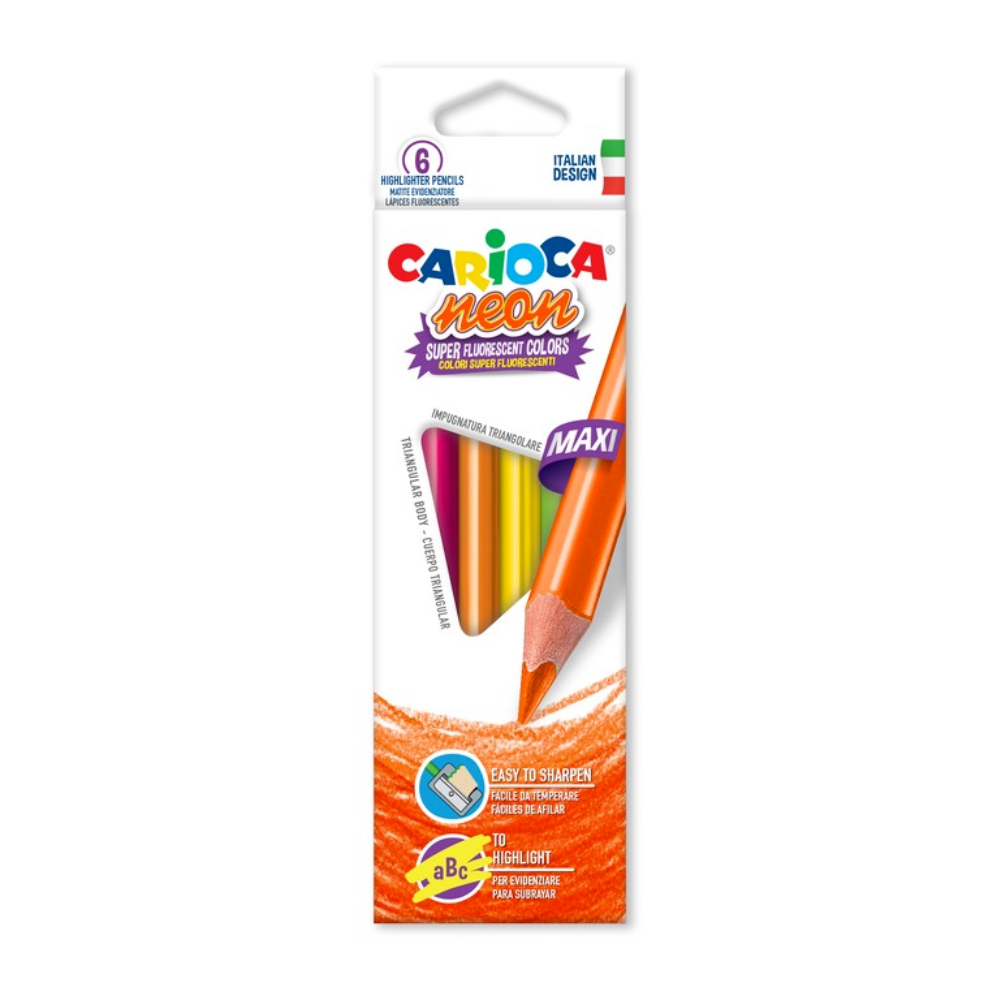 CARIOCA Neon - 6 Pastelli Triangolari Maxi - Immagine 2