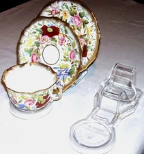 40 CUP,SAUCER & PLATE DISPLAY STANDS-AUSTRALIAN MADE- CLEAR