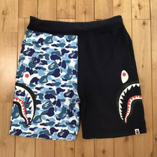 BAPE Side Shark Sweat Shorts Navy x ABC camo blue A Bathing Ape Size 2XL
