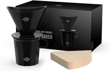 Pour Over Coffee Maker Set, White Ceramic Coffee Dripper and 300ml Ceramic Mug