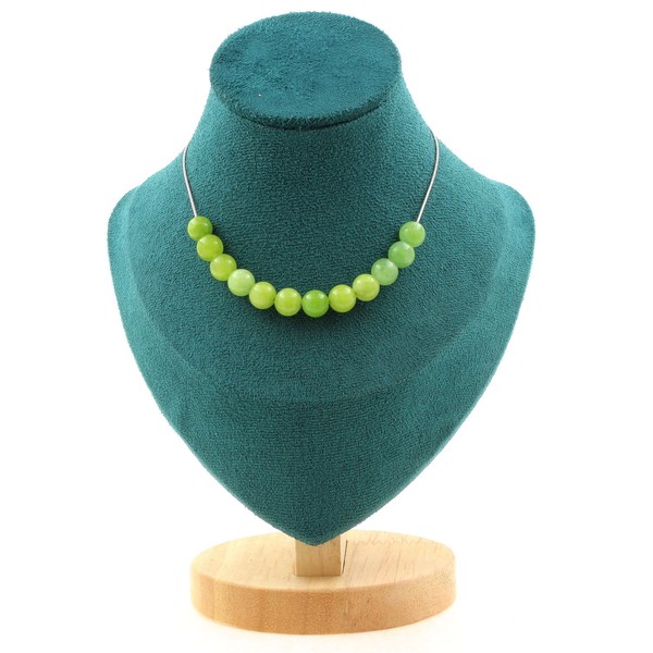 Halskette 10 Perlen Peridot 8 Mm Edelstahlkette Halskette Frauen, MäNner-image